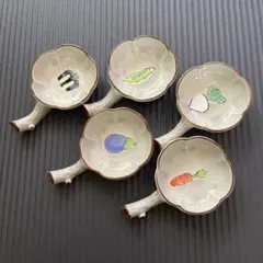 野菜絵柄 陶器製小皿 5枚セット