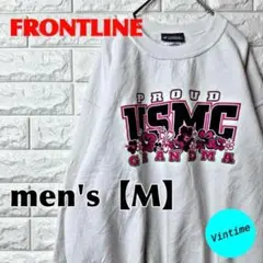 AA13【FRONTLINE】プリントスウェット【メンズM】ホワイト