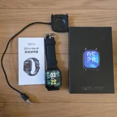 QS16 スマートウォッチ ブラック本体