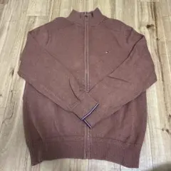 TOMMY HILFIGER ブラウン ジップアップセーター L