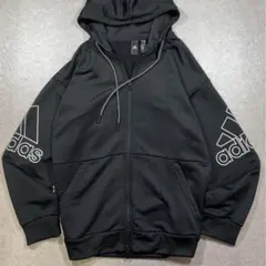 adidas ビッグロゴ ジップパーカー 黒 L