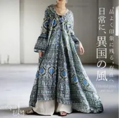 □完売品□ antiqua アート柄 綿麻ロングジャケット - メルカリ