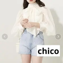 chico ボウタイパワショルブラウス　リボン　ボウタイ襟 チコのサムネイル