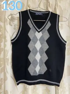 コムサCOMME CA ANGELダイヤモンド柄ベスト130サイズ　アーガイル柄