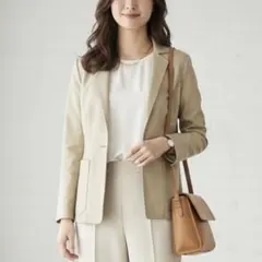 Y2082*ギャルリーヴィー☆羊革☆シングル☆レザージャケット☆ベージュ