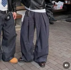 Fitty & Co. ストライプスラックス ネイビー