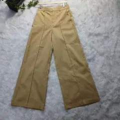✨️未使用級✨️Gu カーキー色 ワイドパンツ ゴムウエスト裏地暖か素材　秋冬