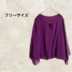 シフォン ブラウス 紫 パープル 長袖 フォーマル キレイめ【フリー】