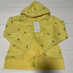イエロ　プリントパーカー 120センチ　長袖　薄手　上着　黄色