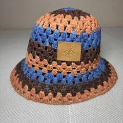 【未使用品】ヴィヴィアンウエストウッド 3トーン クロッシェ ラフィアハット