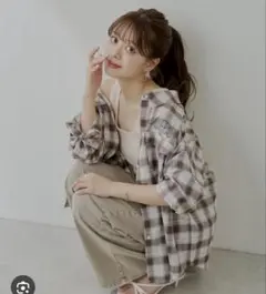 chico 2wayオーバーチェックシャツ