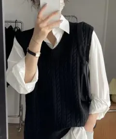 ニットベスト 黒