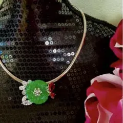 ⚜️アベンチュリン翡翠・ルビーCZ&オメガネックレス付⚜️新品未使用