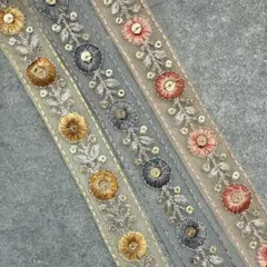269.インド刺繍リボン 1m50cm×3本セット