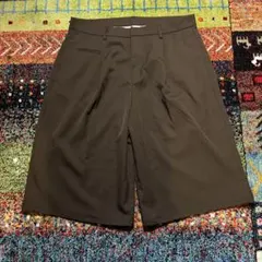 スラックスハーフパンツ　キュロット　膝下丈　ブラウン　七部丈　ワイドハーフパンツ