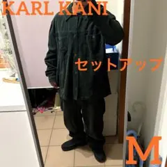 希少 美品 KARL KANI M コーデュロイセットアップ 緑 刺繍ロゴ B系