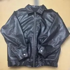 ブラックレザー ジップアップジャケット