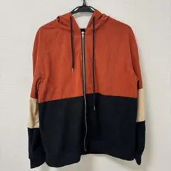 【美品】SHEIN シーイン コーデュロイ ジップアップパーカー M オレンジのサムネイル