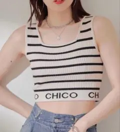 CHICO ボーダー柄 リブニット タンクトップ