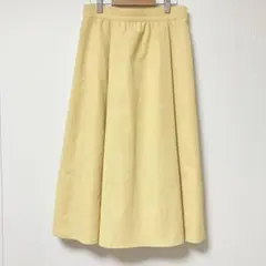 ナチュラルビューティーベーシック　フレアスカート 膝丈　シンプル　イエロー　S