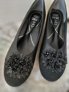 FIRST CONTACT ブラックフラットシューズ 24.5cm