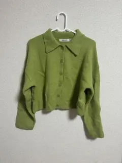 グリーン 襟付き ニット セーター