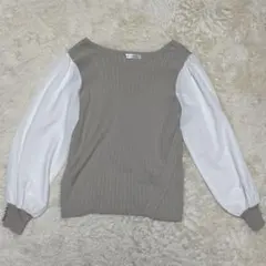 &. NOSTALGIA スリーブ ニットトップス ベージュ