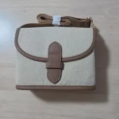 ベージュ キャンバス ショルダーバッグ