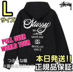 Stussy ワールドツアー プルオーバー パーカー Lサイズ 黒