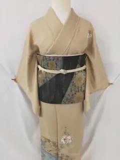 帯締め 帯揚げ［3142］［3111］訪問着 美品 総絞り 枝花蝶文様正絹着物袷 帯締め 帯揚げ［3142］［3111］訪問着 美品 総絞り 枝花蝶文様