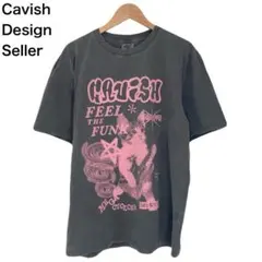 Cavish Design Seller　猫　プリント　韓国　ロック　Tシャツ