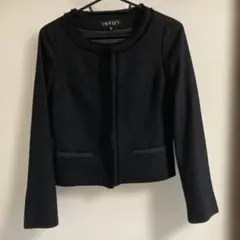 INDIVI ノーカラージャケット 38 濃紺　ラメ