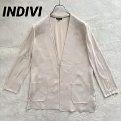 INDIVI インディヴィ ノーカラージャケット ベージュ 日本製 Mサイズ