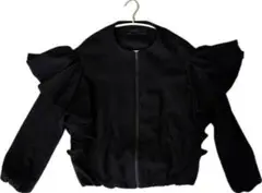 匿名配送⭐️ZARA BASIC フリルノーカラージャケット ブラック