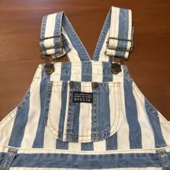 BREEZE ストライプ デニムオーバーオール　100