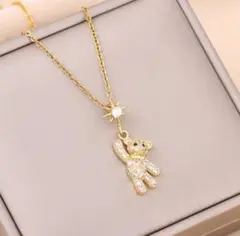ゴールド 人気czダイヤゴージャス熊 ネックレス ベアー サージカルステンレス
