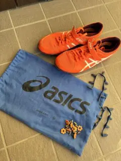 26.5センチ　asics スパイクシューズ オレンジ　陸上競技