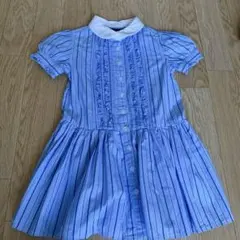 美品＊ラルフローレン＊綿100%＊半袖シャツワンピース＊110cm＊水色系