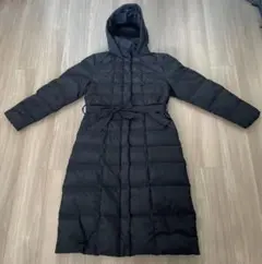 フード付きロングダウンジャケット　ブラック　L