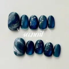 ネイルチップ　現品　オーダー　星空ネイル　夜空ネイル　マグネット　no.80