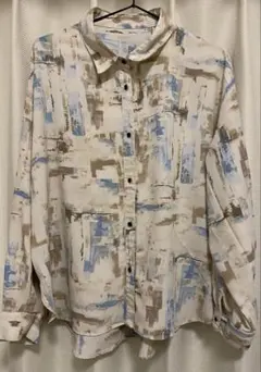 新品☆ペイント柄シャツ☆ライトベージュ☆キナリ☆オーバーサイズ