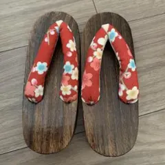 草履　下駄　子供用19.5cm 赤色花柄