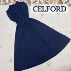 CELFORD セルフォード ドレープネック ニット ワンピース 38 ネイビーのサムネイル