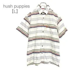 hush puppies/半袖シャツ/ストライプ/春夏/綿/麻/L/マルチカラーのサムネイル
