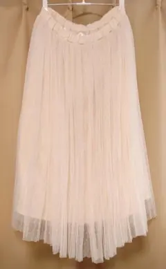 Honeys GLACIER シフォン チュール プリーツ スカート アイボリー