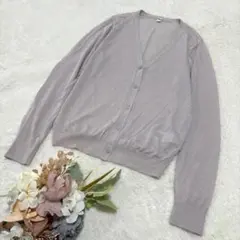 【ユニクロ】UNIQLO ライトVネックカーディガン グレー M