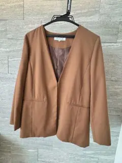 NATURAL BEAUTY BASIC ノーカラージャケット ブラウン