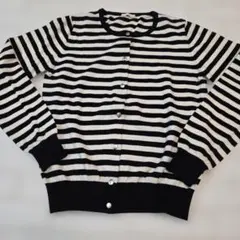 OPAQUE.CLIP 白黒ストライプ 長袖カーディガン
