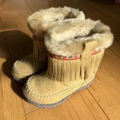 キッズブーツ ベージュ フリンジ付き