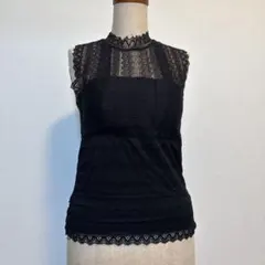 【美品】グローバルワーク　レースノースリーブトップス ブラック　カップ付　M